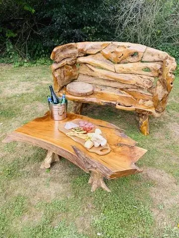 Teak Root 2 Legs Coffee Table - Brown