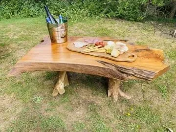 Teak Root 2 Legs Coffee Table - Brown