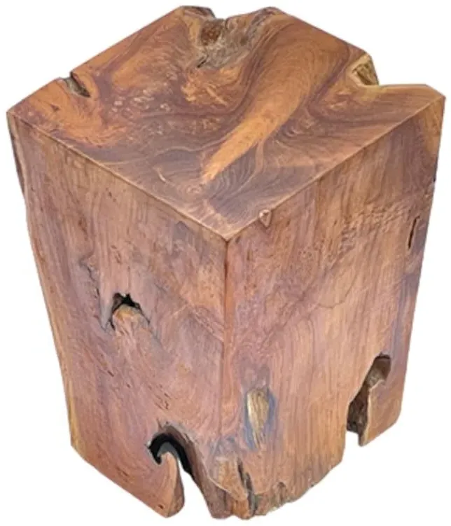 Teak Root Block Lamp Table - Brown