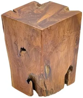 Teak Root Block Lamp Table - Brown image