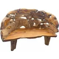 Teak Root Branch Large Bench with Back - Brown