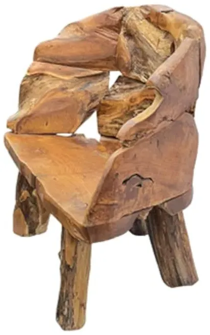 Teak Root Branch Medium Bench with Back - Brown