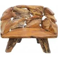 Teak Root Branch Medium Bench with Back - Brown