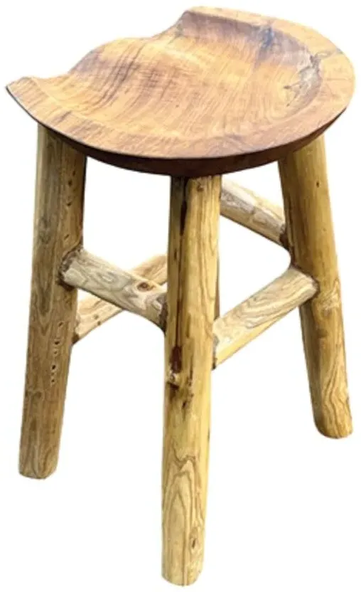Teak Root Comfy Stool - Brown
