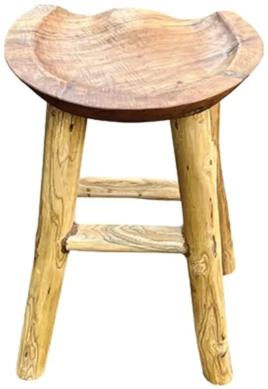 Teak Root Comfy Stool - Brown