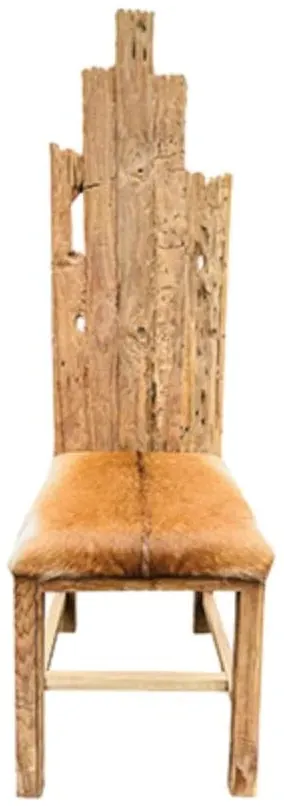 Teak Root Dining Chair - Brown, Goat Skin