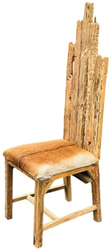 Teak Root Dining Chair - Brown, Goat Skin