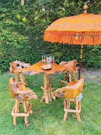 Teak Root High Bar Table - Brown