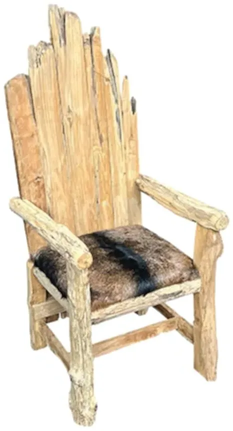Teak Root King Armchair - Brown, Goat Skin