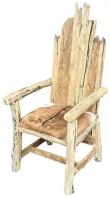 Teak Root King Armchair - Brown, Goat Skin