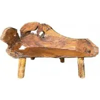 Teak Root Large Bench with Back - Brown