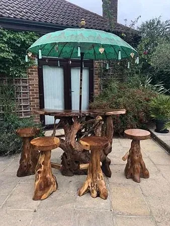 Teak Root Large Slab Bar Table - Brown