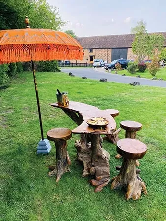 Teak Root Large Slab Bar Table - Brown