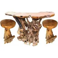 Teak Root Large Slab Bar Table - Brown