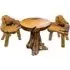 Teak Root Round Dining Table and 2 Chairs - Brown