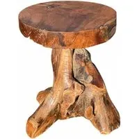 Teak Root Round Side Table - Brown
