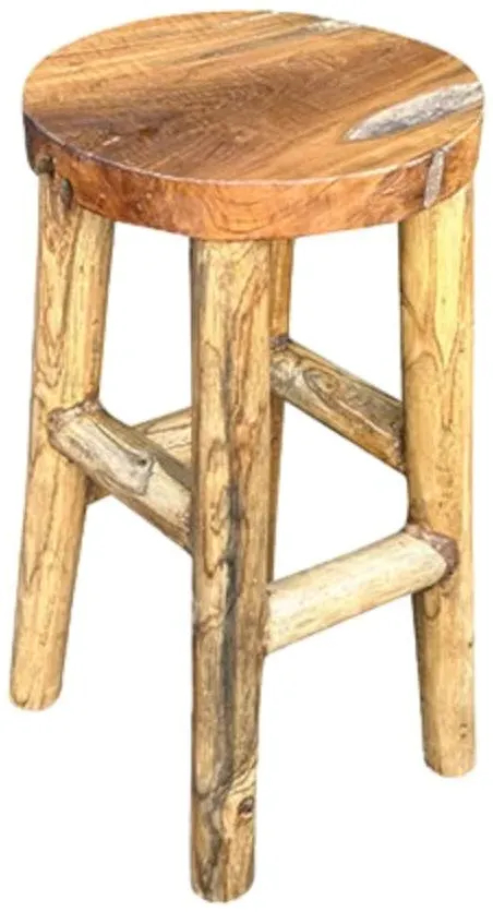 Teak Root Round Stool - Brown