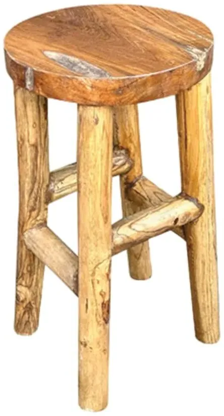 Teak Root Round Stool - Brown