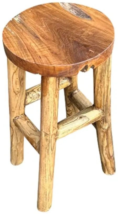 Teak Root Round Stool - Brown