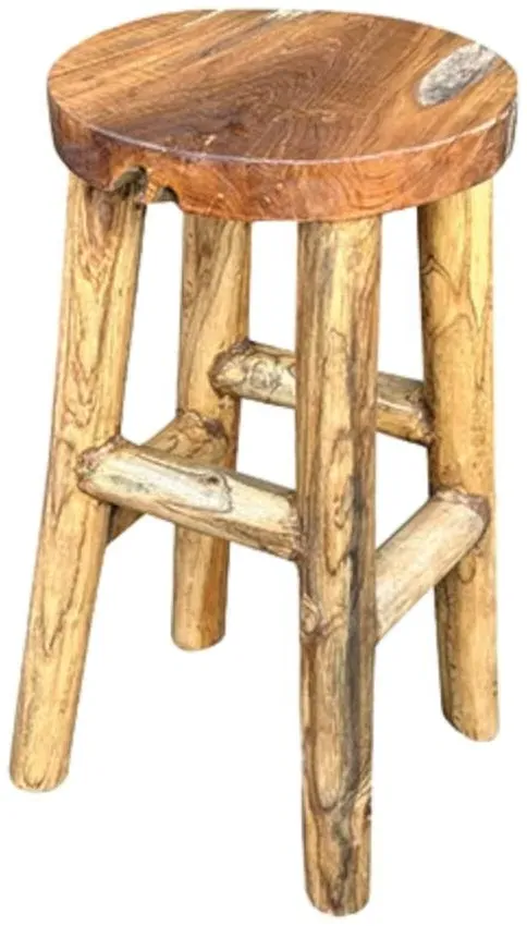 Teak Root Round Stool - Brown