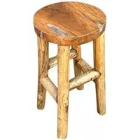 Teak Root Round Stool - Brown