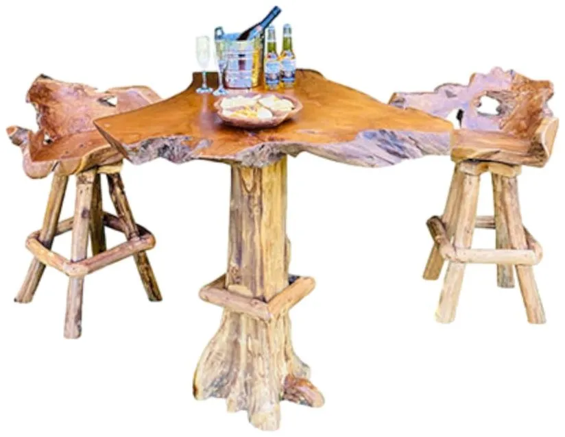 Teak Root Swivel Bar Stool - Brown