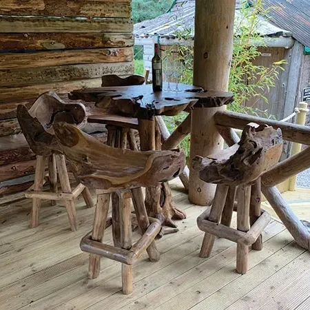 Teak Root Swivel Bar Stool - Brown