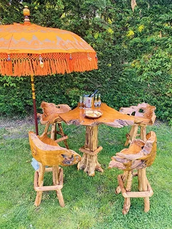 Teak Root Swivel Bar Stool - Brown