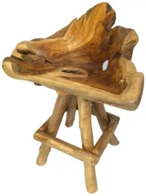 Teak Root Swivel Bar Stool - Brown image