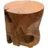 Teak Solid Block Round Lamp Table - Brown