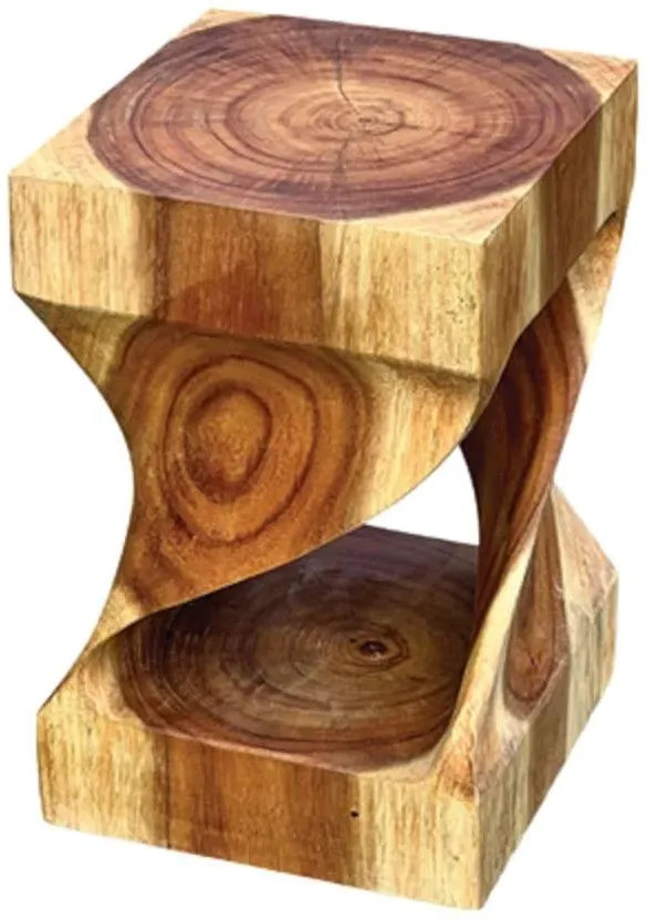 Wooden Twist Lamp Table - Brown