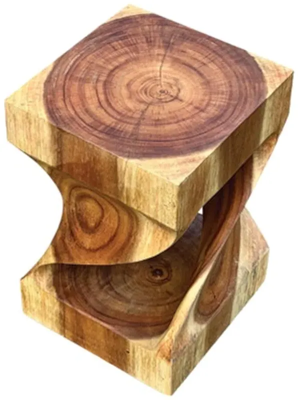 Wooden Twist Lamp Table - Brown