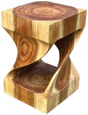 Wooden Twist Lamp Table - Brown
