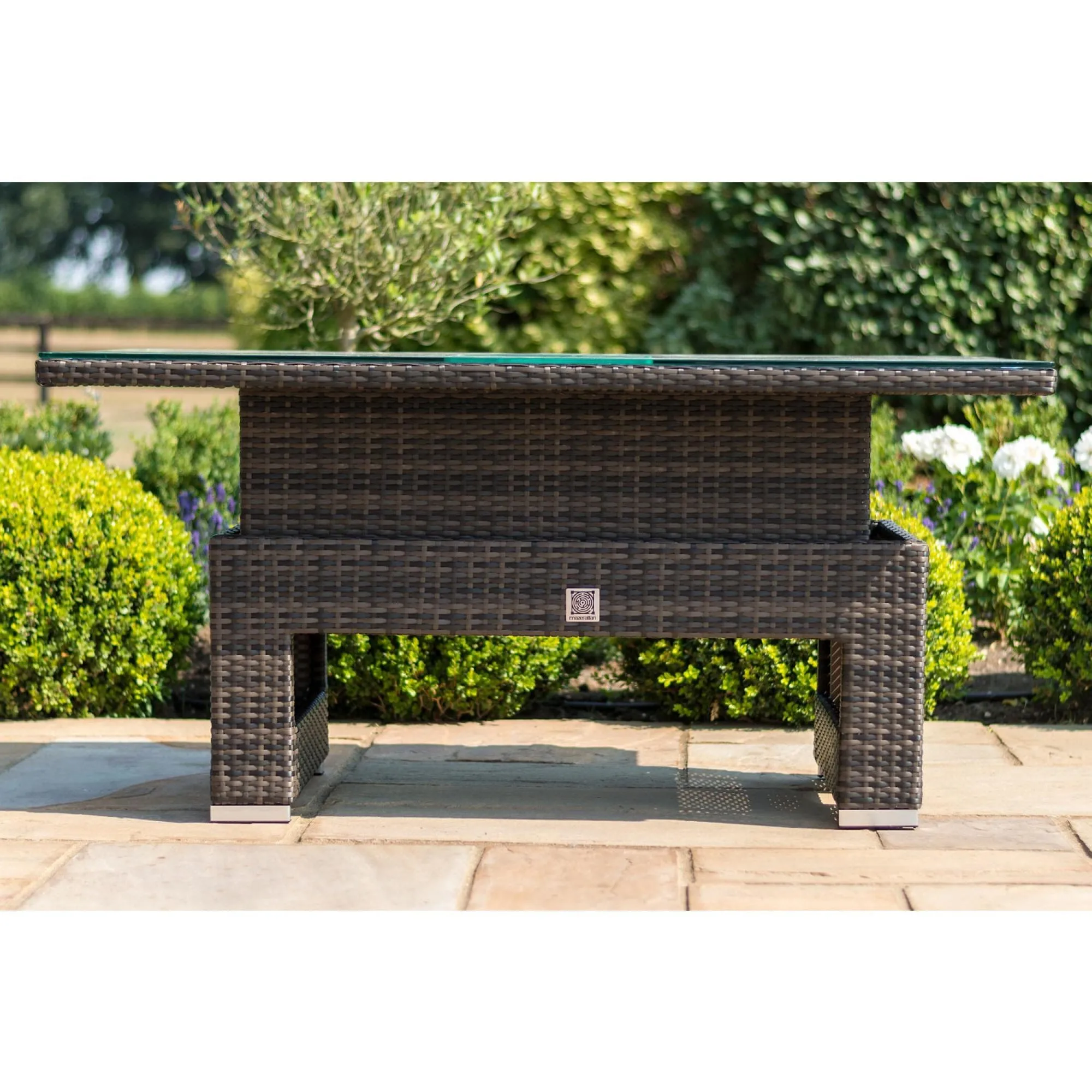 6 Seater Rising Table with Ice Bucket - Brown, Rattan