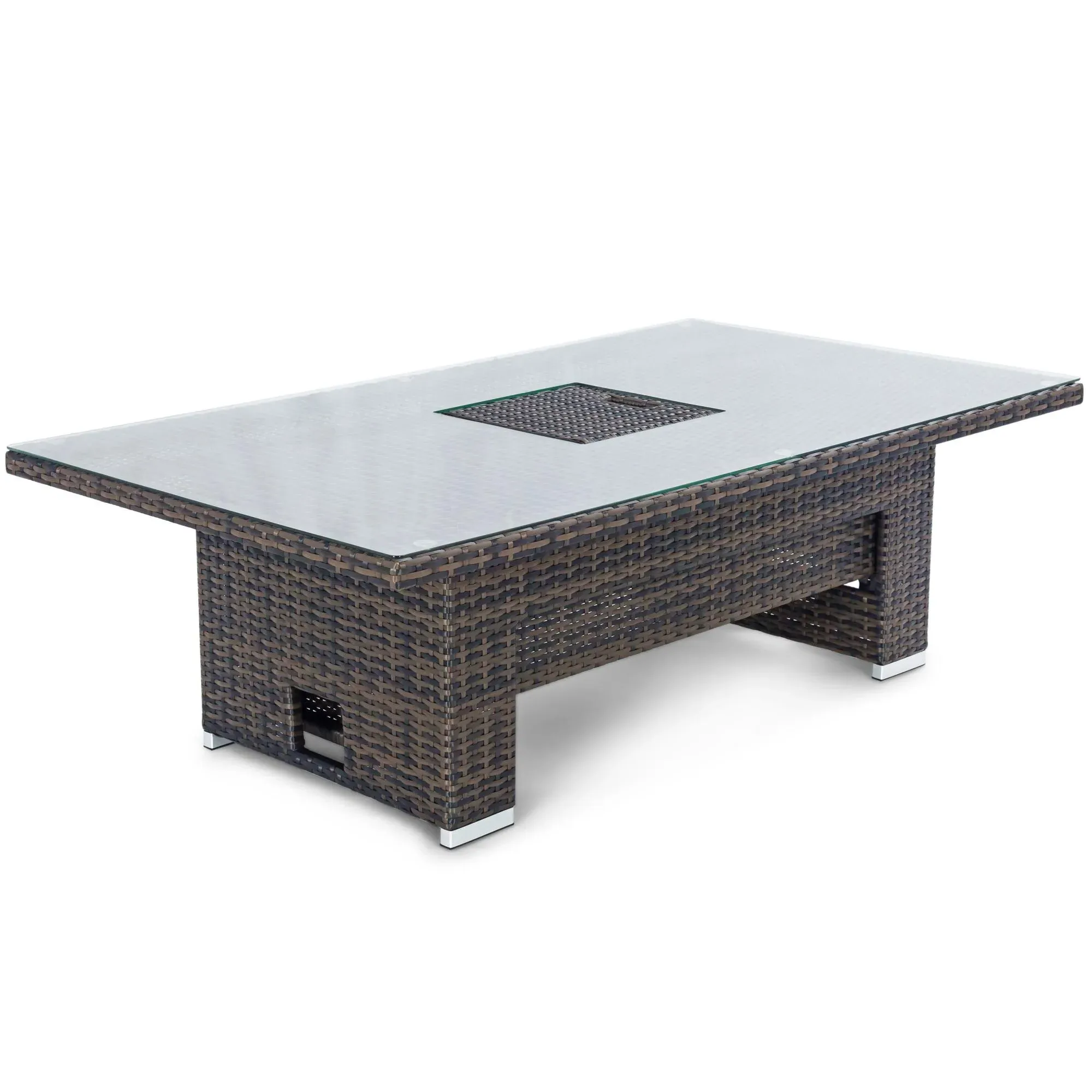 6 Seater Rising Table with Ice Bucket - Brown, Rattan