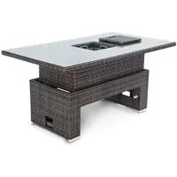 6 Seater Rising Table with Ice Bucket - Brown, Rattan