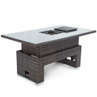 6 Seater Rising Table with Ice Bucket - Brown, Rattan