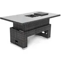 6 Seater Rising Table with Ice Bucket - Grey, Rattan