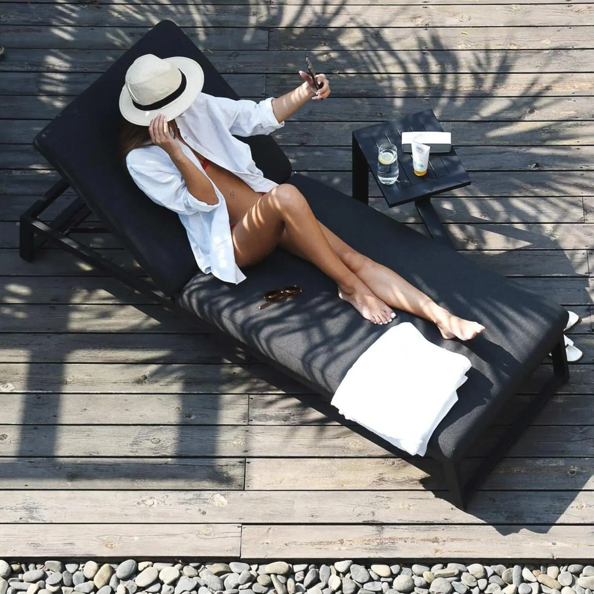 Allure Garden Sunlounger - Charcoal, Fabric