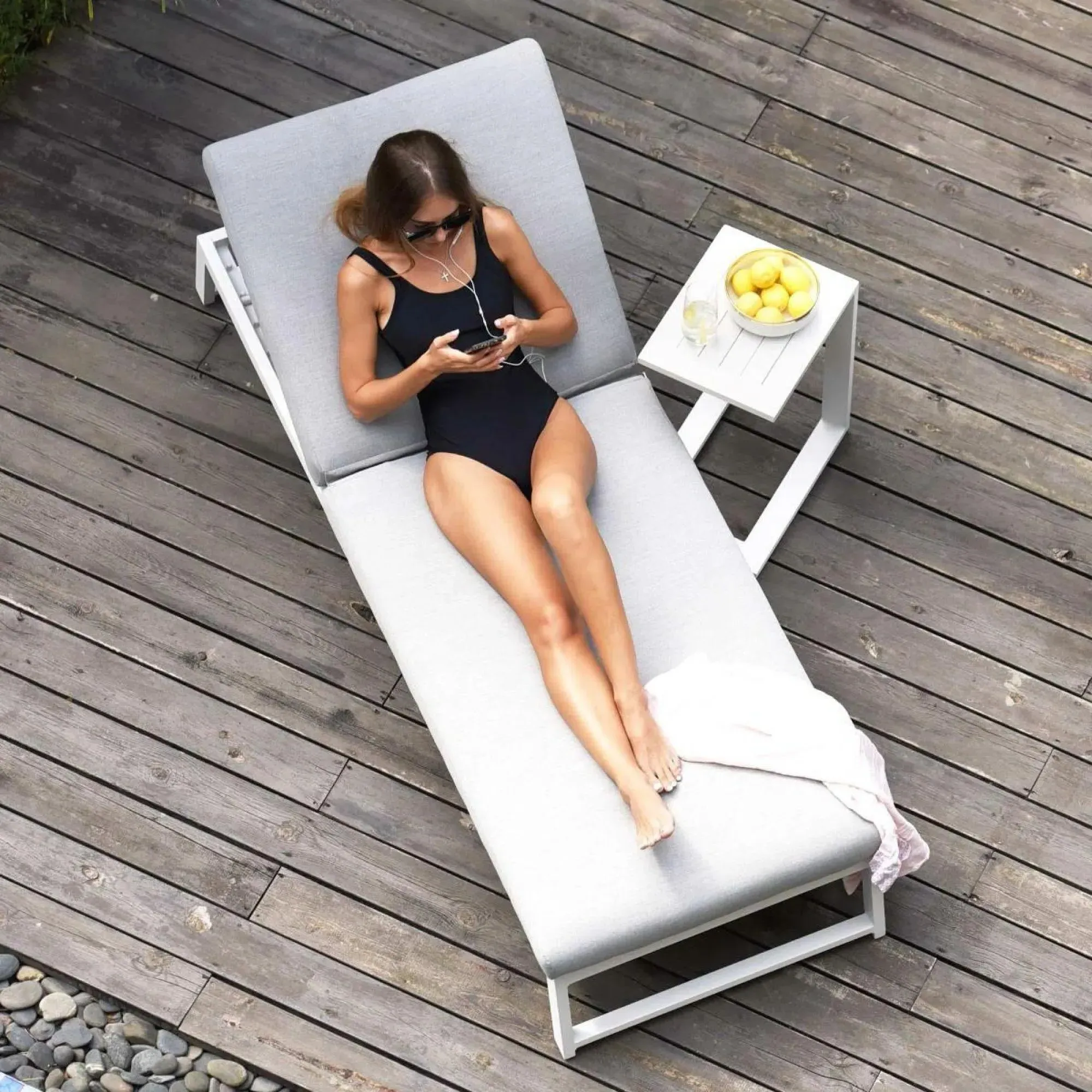 Allure Garden Sunlounger - Oatmeal, Fabric