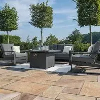 Amalfi 2-Seater Garden Sofa Set with Fire Pit Table - Grey