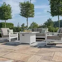 Amalfi 2-Seater Garden Sofa Set with Fire Pit Table - White