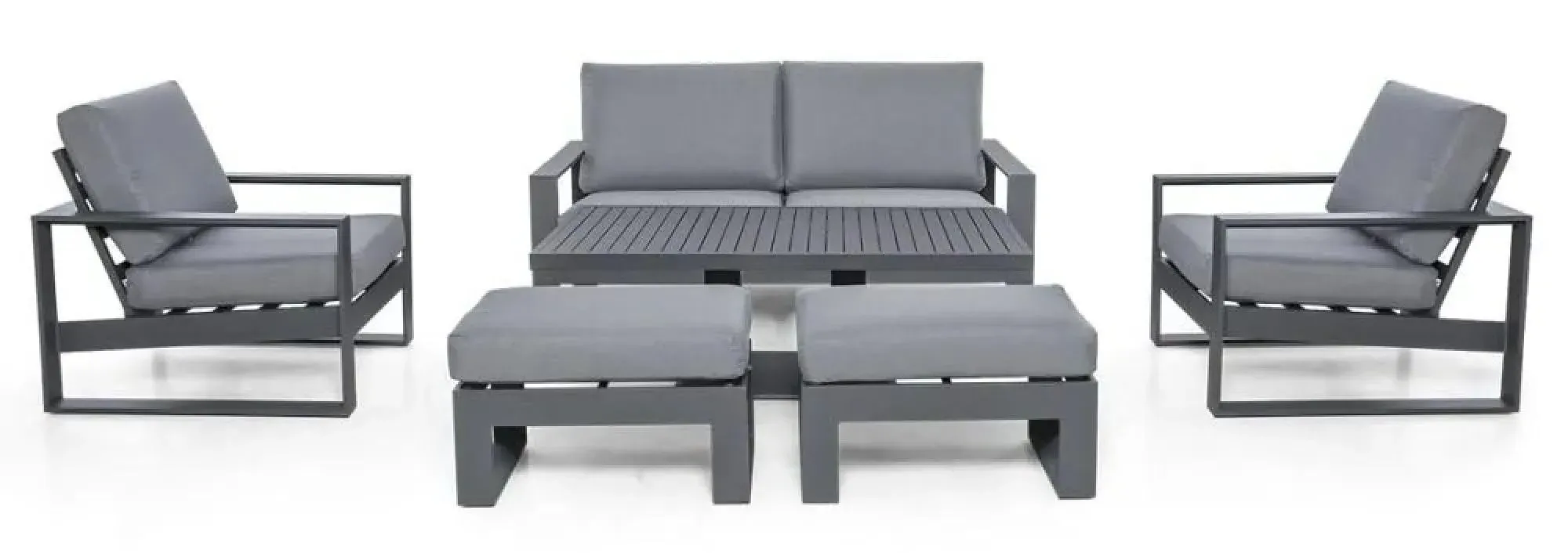Amalfi 2-Seater Garden Sofa Set with Gas Lift Table - Grey
