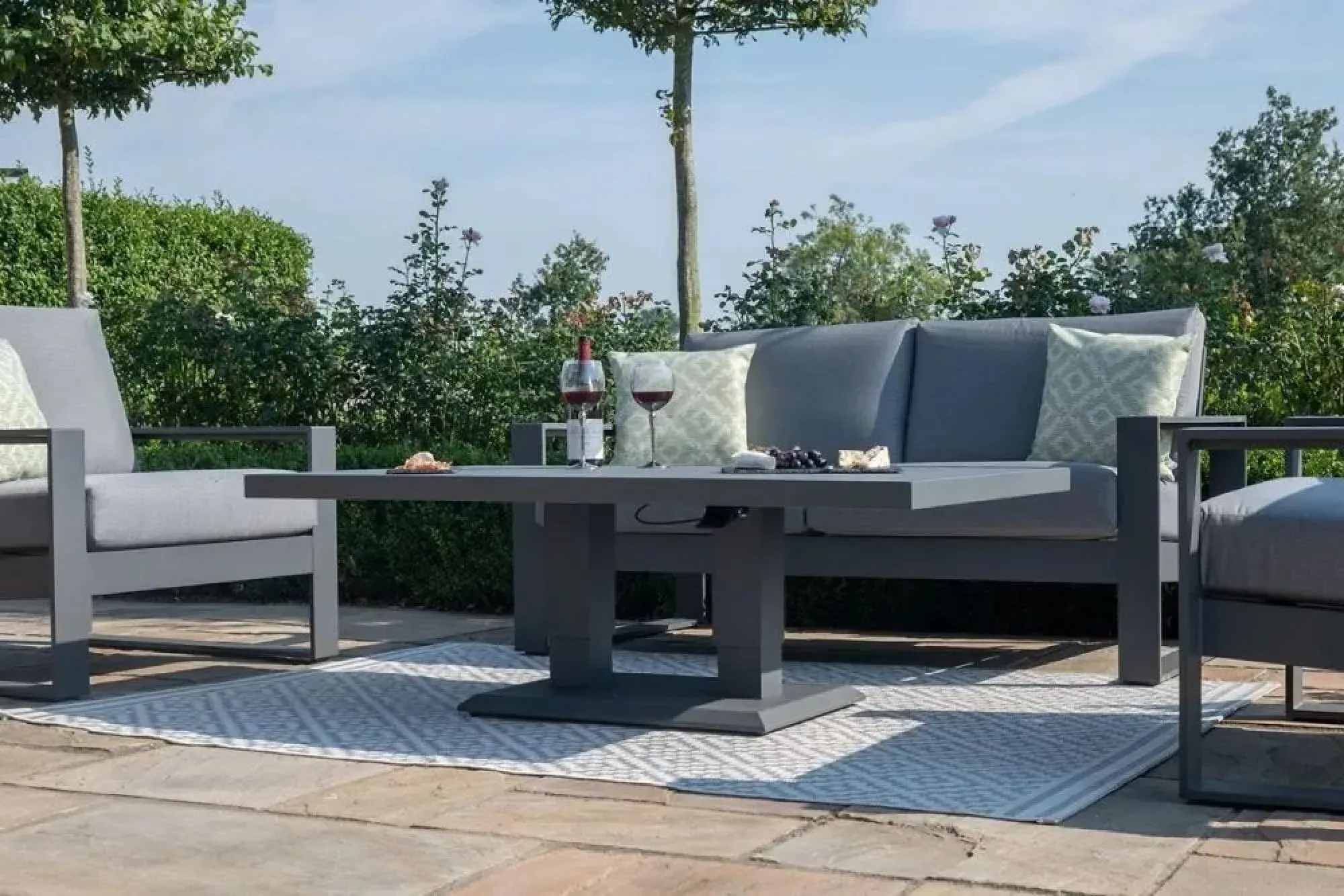 Amalfi 2-Seater Garden Sofa Set with Gas Lift Table - Grey