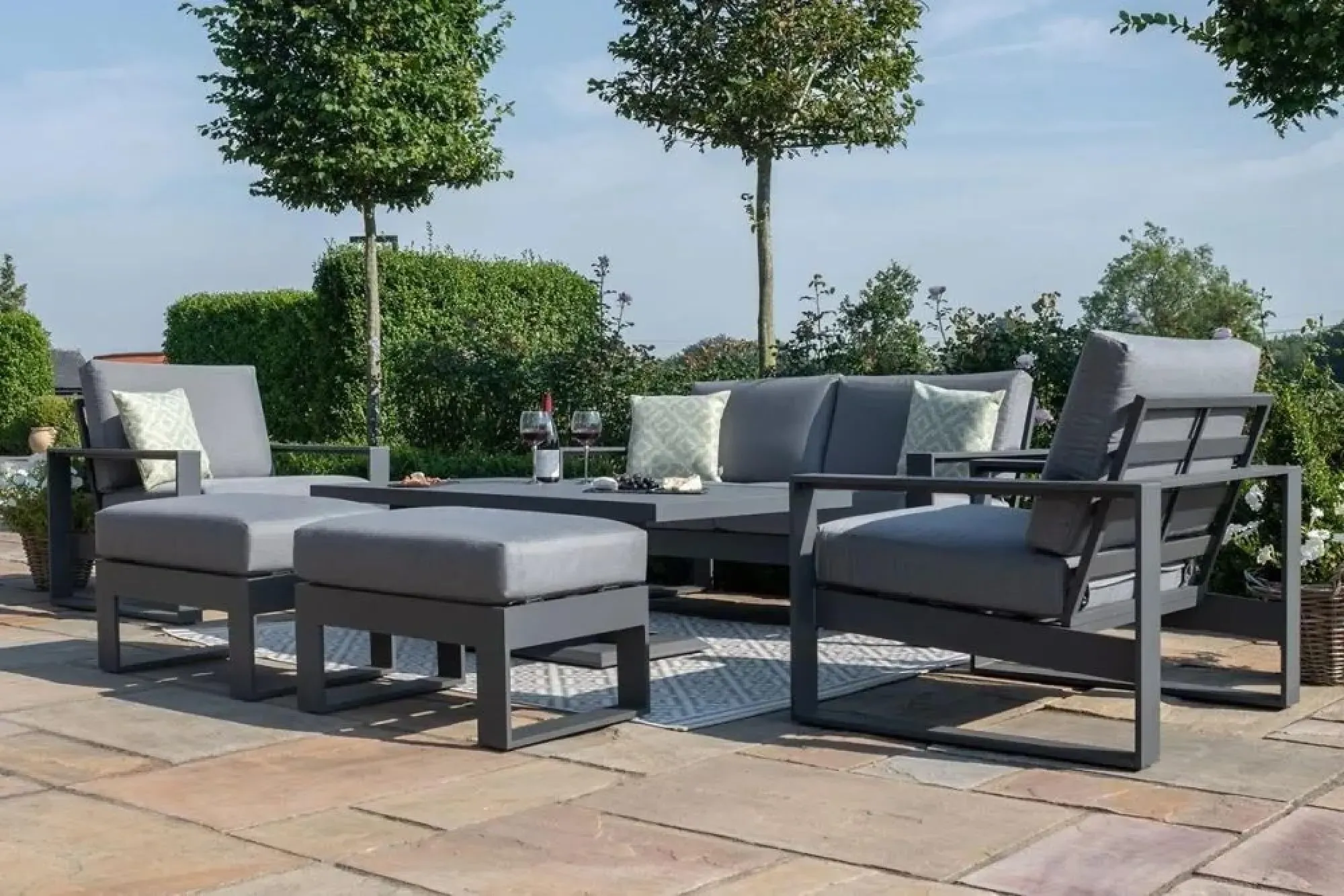Amalfi 2-Seater Garden Sofa Set with Gas Lift Table - Grey