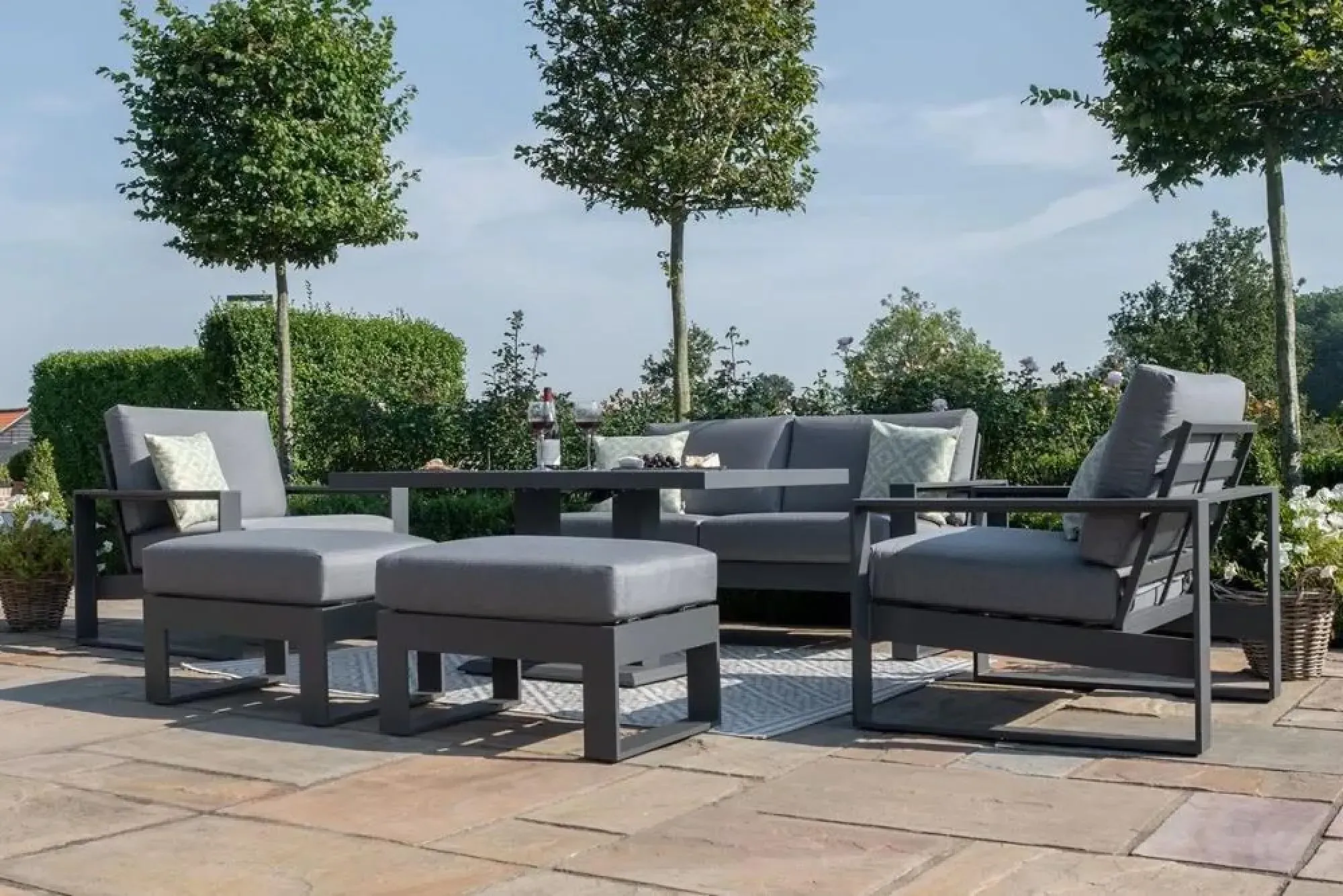 Amalfi 2-Seater Garden Sofa Set with Gas Lift Table - Grey
