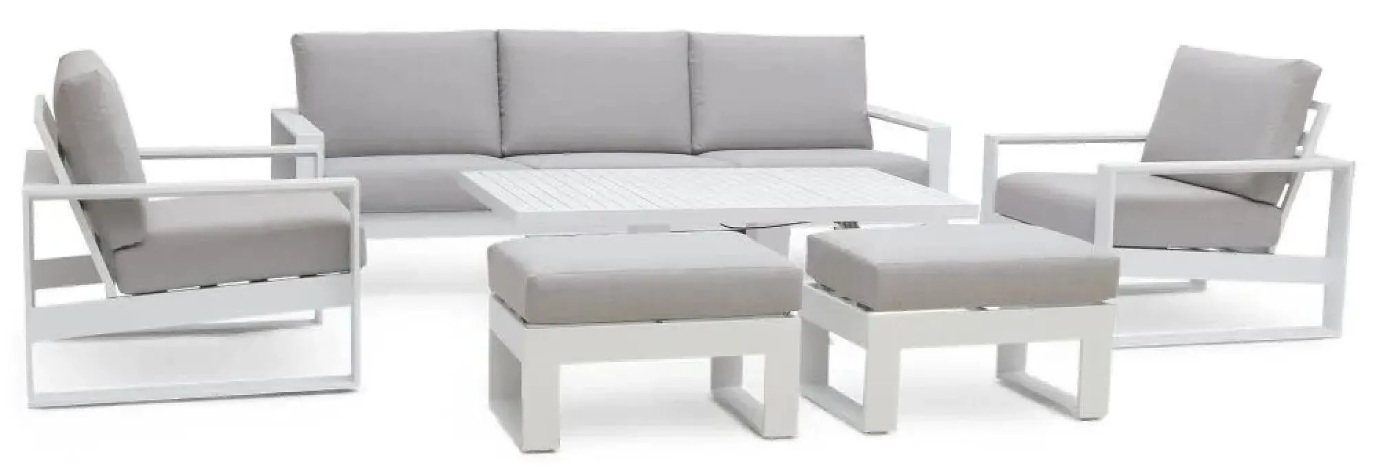 Amalfi 3-Seater Garden Sofa Set with Gas Lift Rising Table - White