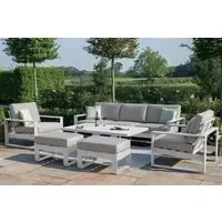 Amalfi 3-Seater Garden Sofa Set with Gas Lift Rising Table - White