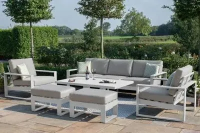 Amalfi 3-Seater Garden Sofa Set with Gas Lift Rising Table - White