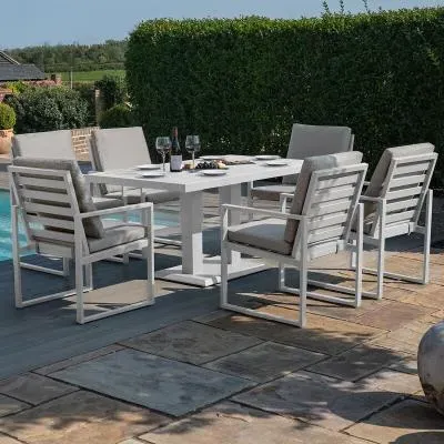 Amalfi 6-Seater Garden Dining Set with Gas Lift - White